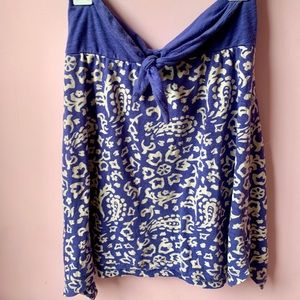 American Eagle blue paisley strapless top